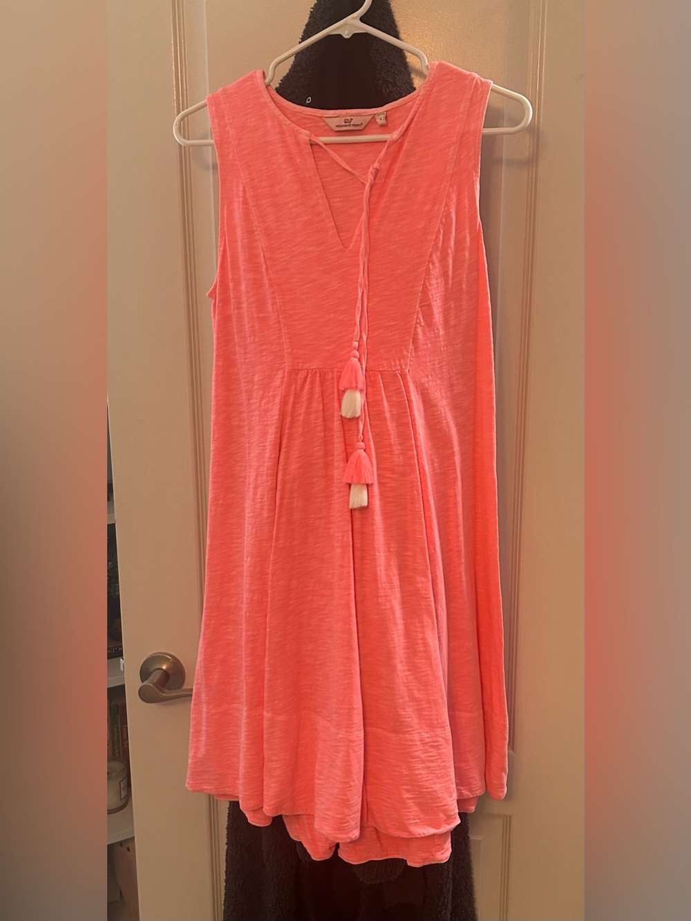 Vineyard Vines Women’s Coral Pink Sleeveless Tassel Dress/Cover-Up